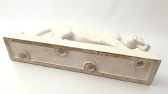 White Ceramic Tiger Sculpture on a Base in Craquelé.   STR France 1920s