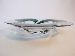 Coupe "Cyclope"  Val St. Lambert Belgium 1958. Stunning Crystal Glass Centerpiece. Dark Green, hand-cut-to-clear.   Numbered & signed  8/100  Charles Graffart, Master designer and outstanding artist.