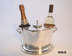 2-Bottle Wine & Champaign Cooler Chiller  Silver Plated  Hallmarked James Deakin & Sons Sheffield UK   1932-1939