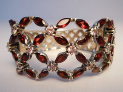 Marcasite, Pink Topaz & Sterling Silver Bracelet