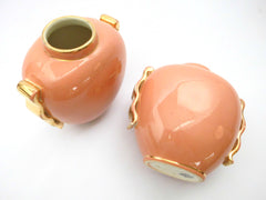 Pair of Oval Vases Boch Frères La Louvière Belgium. Form 1291/0 designed by Master Designer Charles Catteau 1934. Monochrome Peach execution with Gold-tone Ornaments. Priced per Pair.