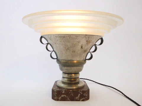 Art Deco Uplighter with Stepped Opaque Glass Shade  1920's