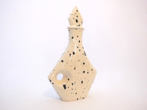 Ceramic Decanter Unique Design  off-white with black drops