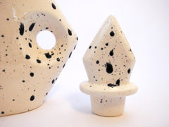 Ceramic Decanter Unique Design  off-white with black drops