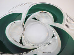 Coupe "Cyclope"  Val St. Lambert Belgium 1958. Stunning Crystal Glass Centerpiece. Dark Green, hand-cut-to-clear.   Numbered & signed  8/100  Charles Graffart, Master designer and outstanding artist.