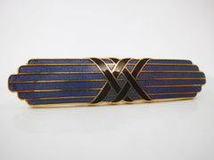 Purple Gold tone Black Cloisonne Enamel  Brooch