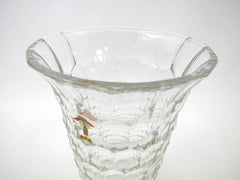 Clear Vase Demi Crystal Glass Model "ECAILLES" with Spa Pierrot Logo. Luxval Collection VAL SAINT LAMBERT Belgium 1935.