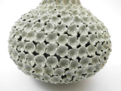 A Delicate and Very Rare Monochrome Ceramic Enamelled Glazed Vase Covered with Little Flowers. Signed Boch Frères. Engraved Signature in Italics, First Sign used by Boch Keramis La Louvière between 1844 and 1860.