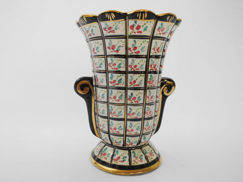 Hand Painted Vase made by Hubert Bequet, Faïencerie Bequet Quaregnon Belgium, 1940s.