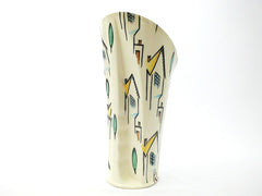 Beswick Pottery   Vase  Houses decor Hand Painted ALBERT HALLAM 1950s