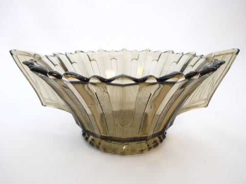 Rare Amber-Colored Pressed Glass Centerpiece/Bowl.  Verrerie de Scailmont, Manage Belgium 1930s