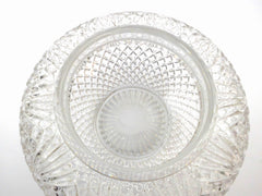 Glittering  "Pique-Fleurs" Vase in Clear Pressed Demi-Crystal Glass with a Bronze Metal Flower Holder. Val St. Lambert Belgium 1940s.