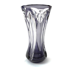 Overwhelming and Elegant Val St. Lambert Crystal Vase in a rare Amethyst color, hand-cut-to-clear, Belgium 1950s.