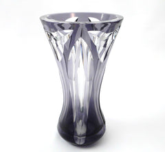 Overwhelming and Elegant Val St. Lambert Crystal Vase in a rare Amethyst color, hand-cut-to-clear, Belgium 1950s.