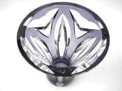 Overwhelming and Elegant Val St. Lambert Crystal Vase in a rare Amethyst color, hand-cut-to-clear, Belgium 1950s.