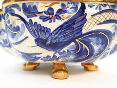 Ceramic Centerpiece/Soup-tureen created and hand painted by Jeanne Rorive, decorator at the Faïencerie H.Bequet Quaregnon Belgium,  between 1945 and 1976.